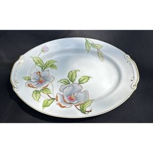 Vtg 1950's Roselyn China DOGWOOD 12" Oval Platter Scroll Handles Gold Trim Japan
